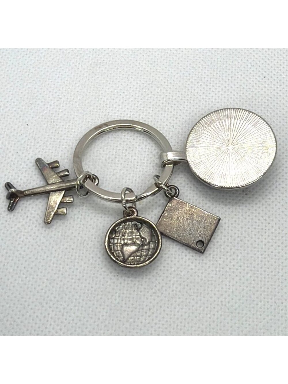 Traveler Keychain World Map Globe Airplane Passport Pilot Flight Attendant Gift - Picture 5 of 9